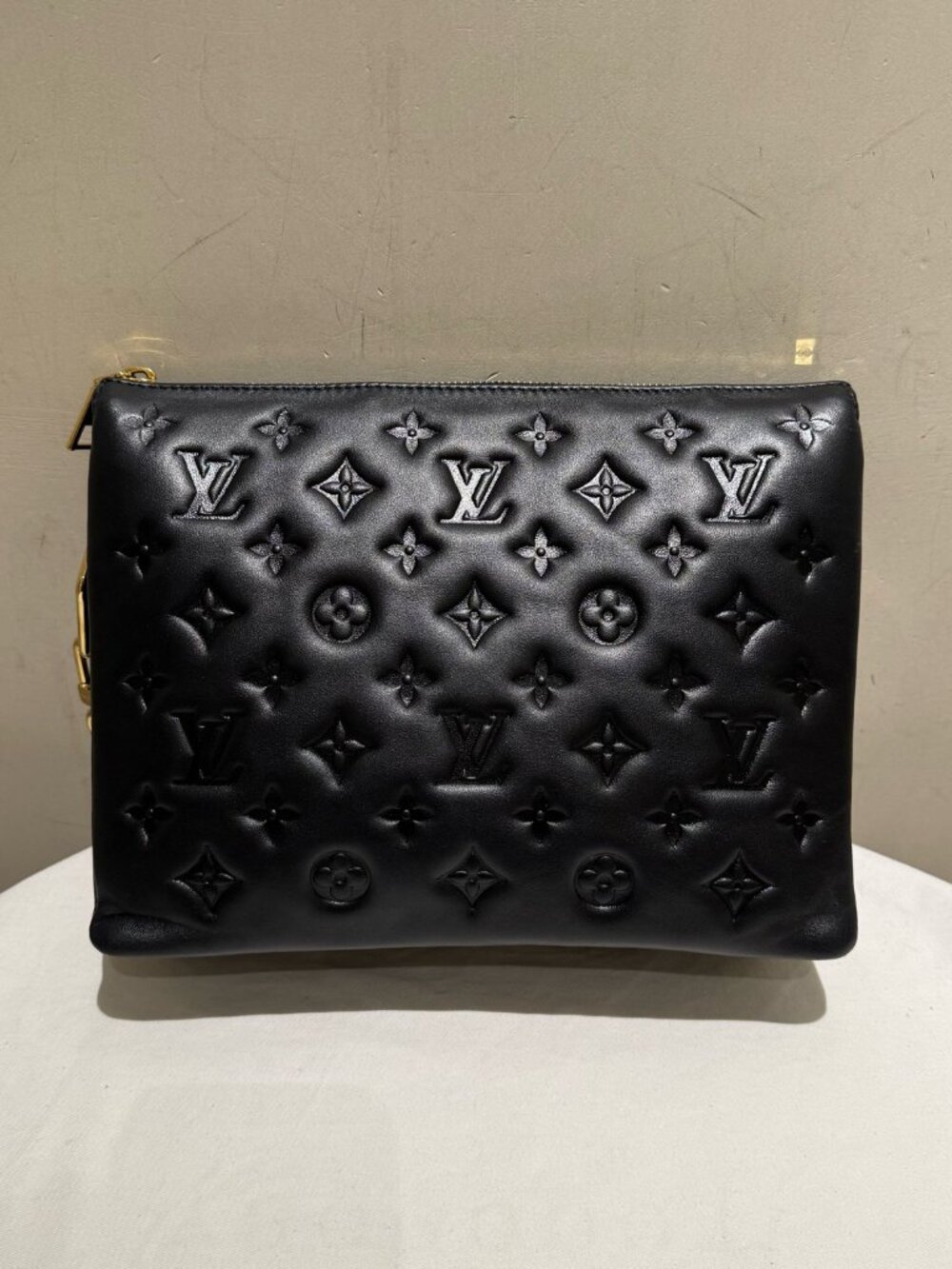 Louis Vuitton Coussin PM Black Embossed Monogram Lambskin Chain Crossbody Bag